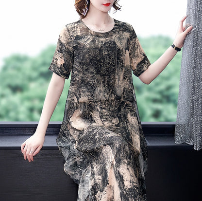 Silk Ink Painting Temperament Noble Lady Dress