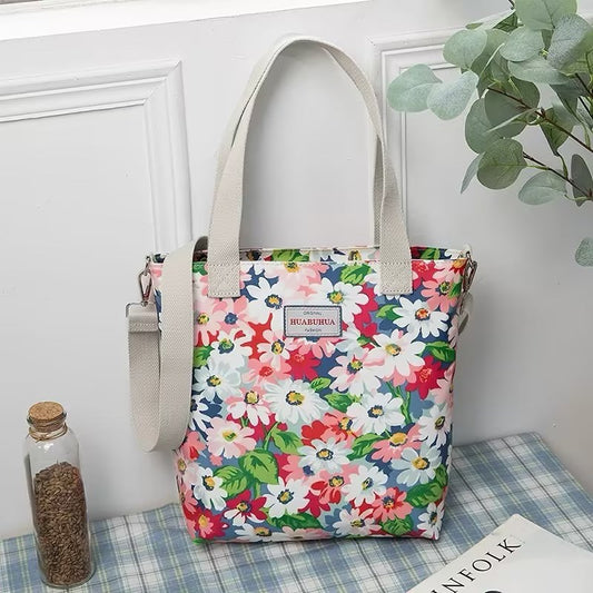 Versatile Large Capacity Floral Canvas Crossbody Shoulder Bag