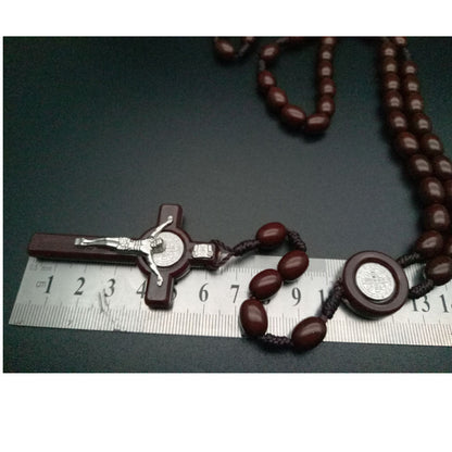 Benedictine Cross Rosary Necklace  Available in 3 Colours