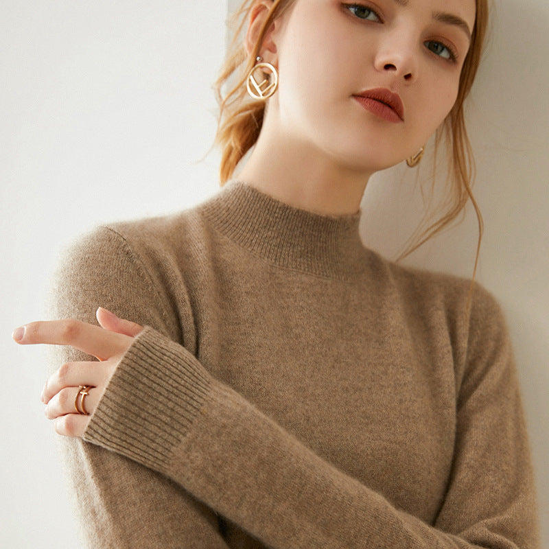 Autumn and winter half high collar cashmere sweater