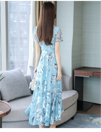 Floral Long Skirt Plus Size Women's Printed Dress