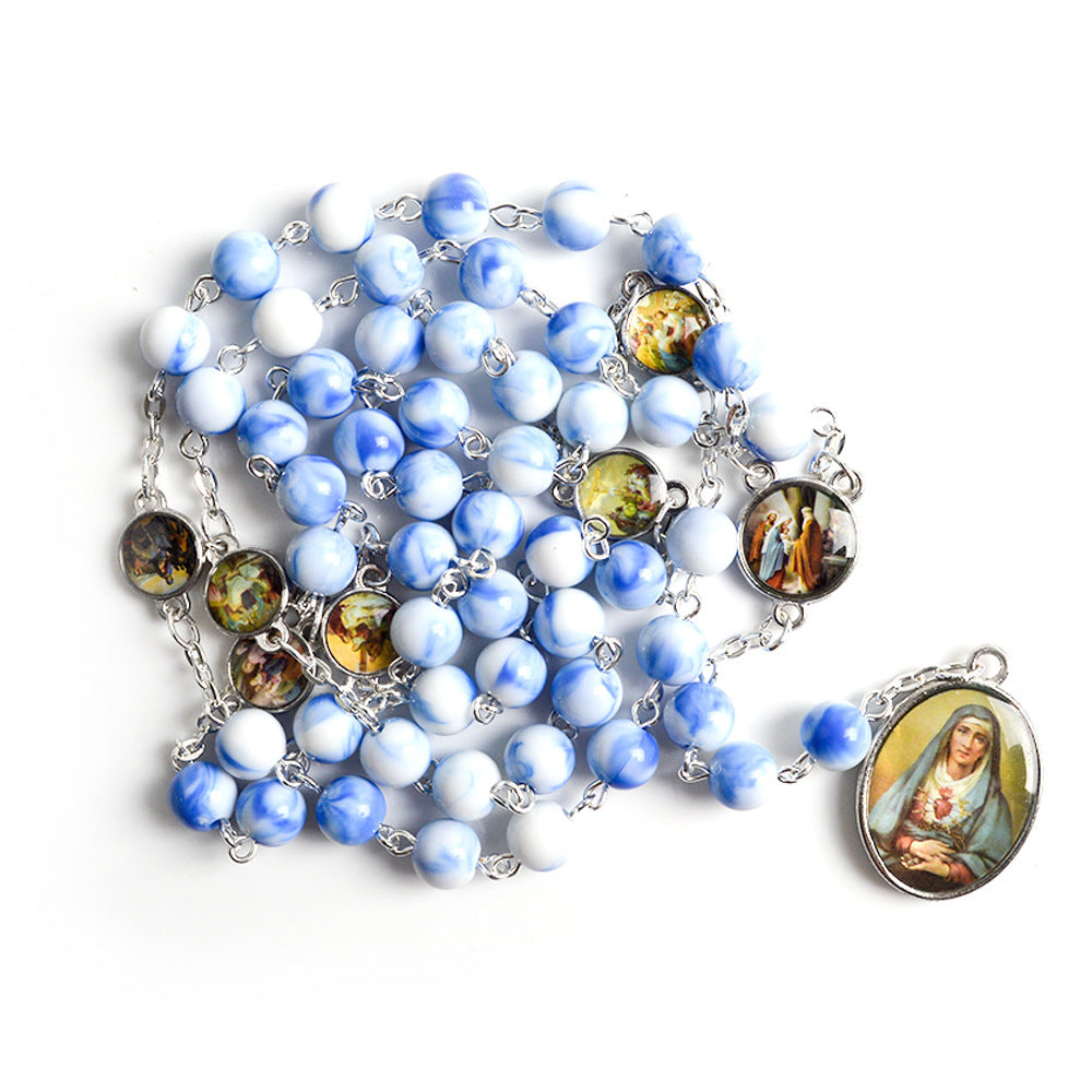 Our Lady of the Seven Sorrows Pendant Rosary Lady Necklace