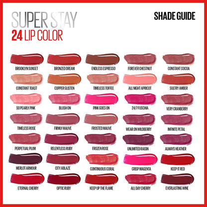 New York Superstay 24 2-Step Long Lasting Liquid Lipstick & Lip Balm, Long Wear Makeup, High-Impact Lip Color with Microflex Technology, Satin Finish, Crisp Magenta