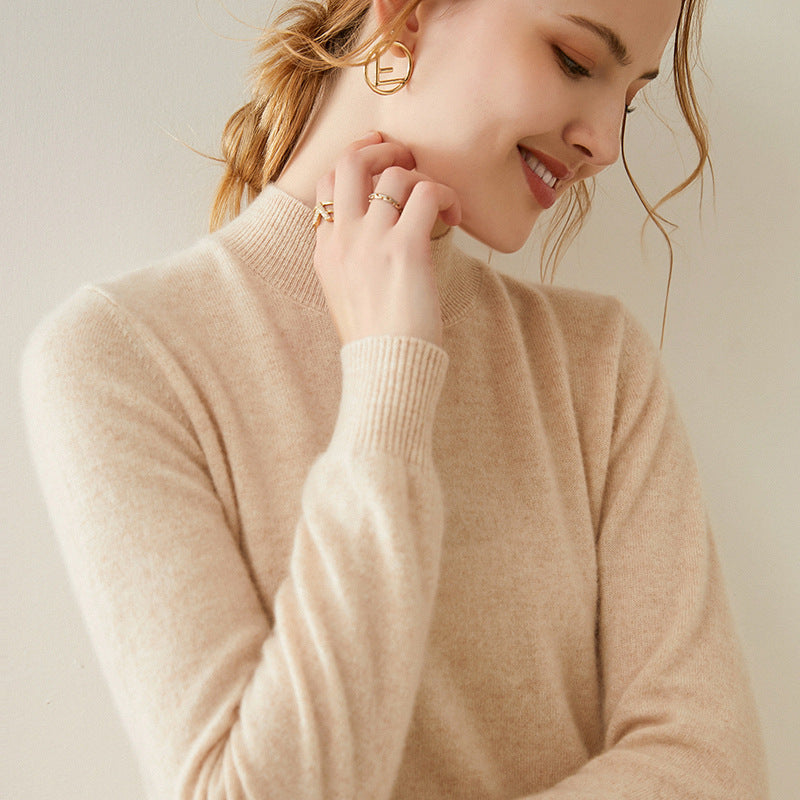 Autumn and winter half high collar cashmere sweater