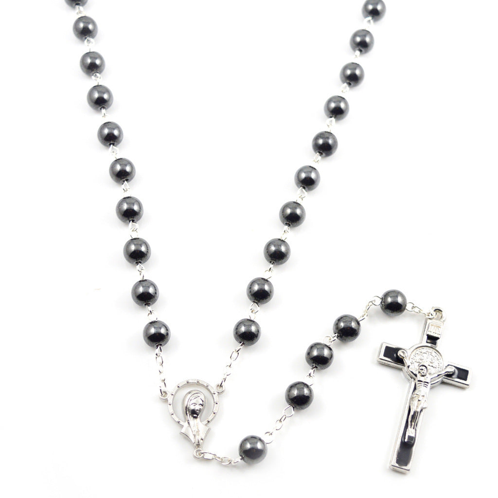 Hematite Cross Pendant Necklace Ornament