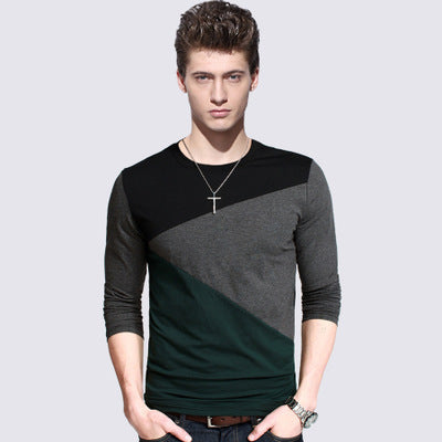 Spliced spandex long sleeve t-shirt