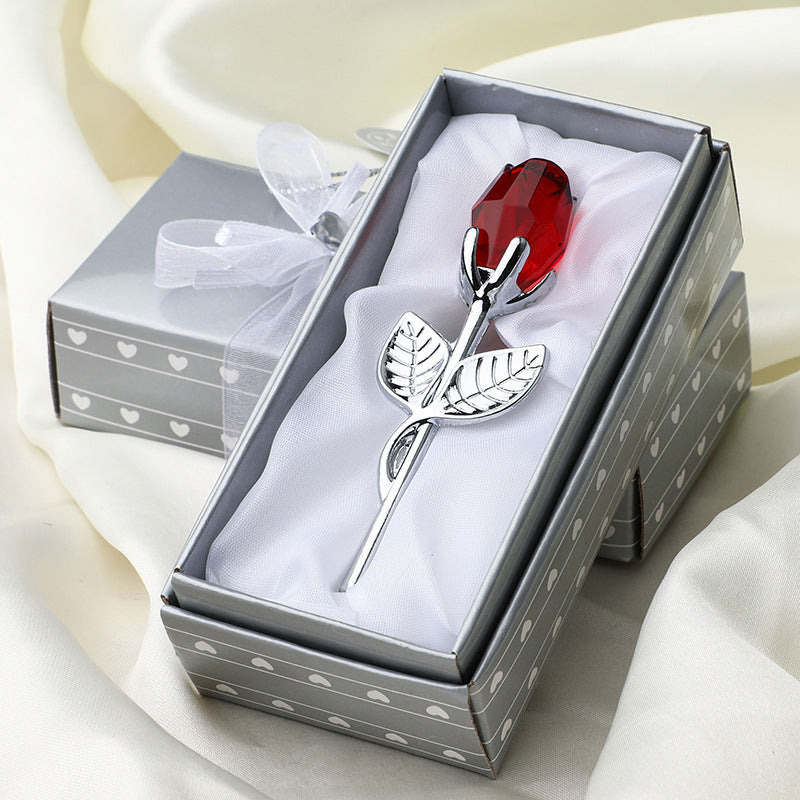 New Valentine's Day Metal Crystal Rose Decorations