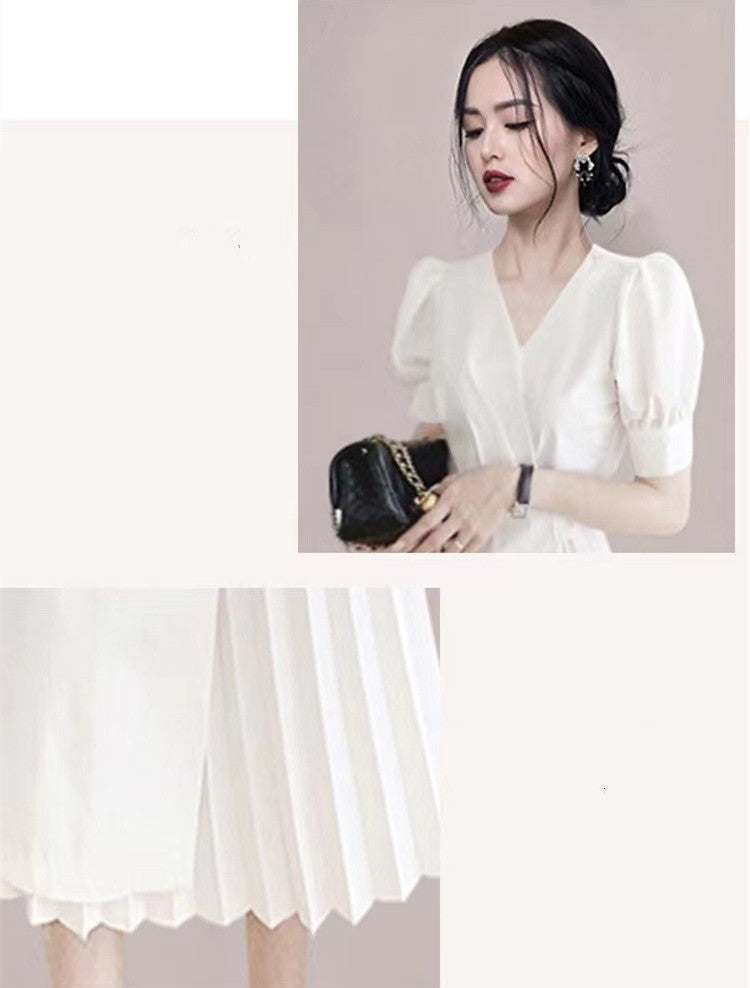 Slim Irregular Lady Temperament Pleated Dress