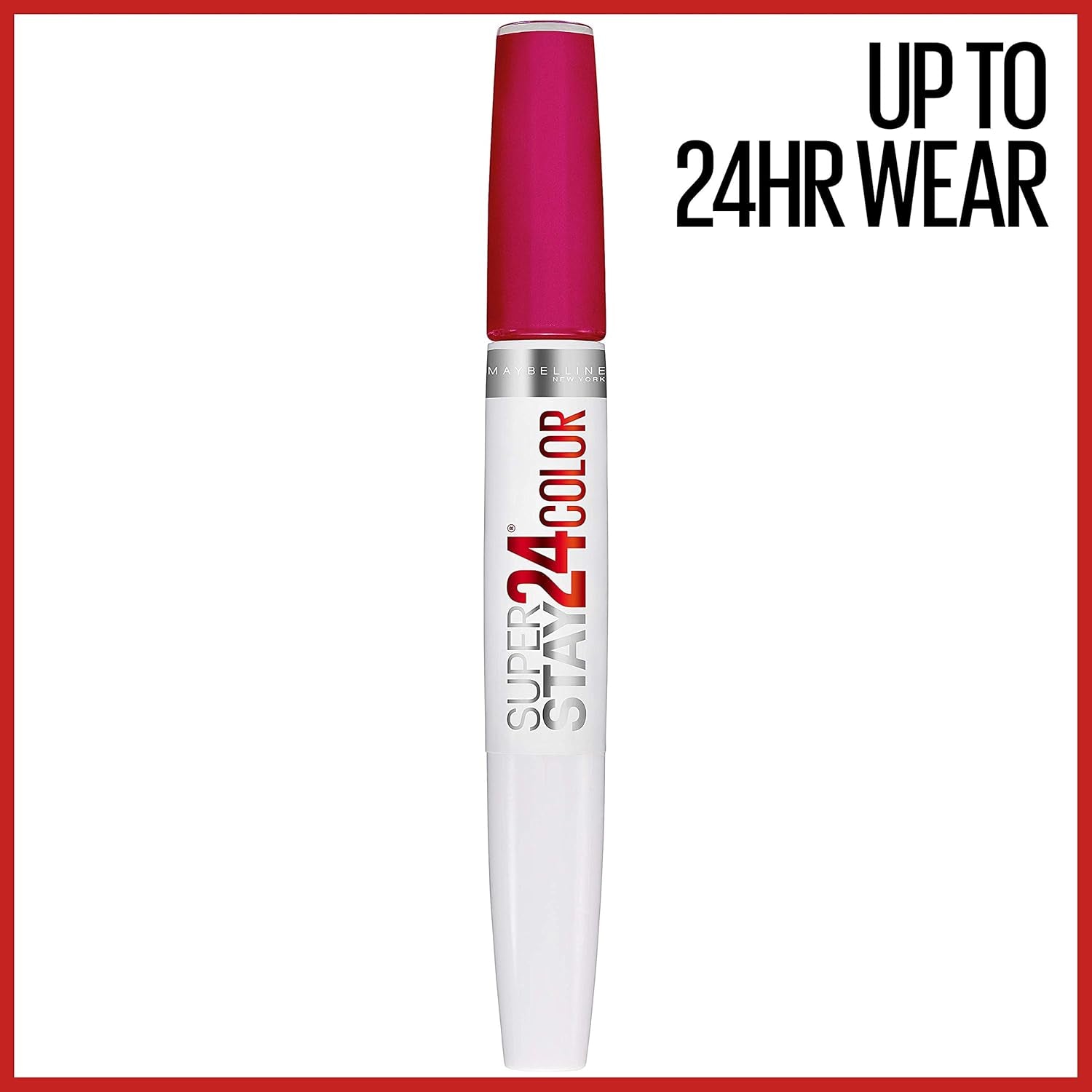 New York Superstay 24 2-Step Long Lasting Liquid Lipstick & Lip Balm, Long Wear Makeup, High-Impact Lip Color with Microflex Technology, Satin Finish, Crisp Magenta