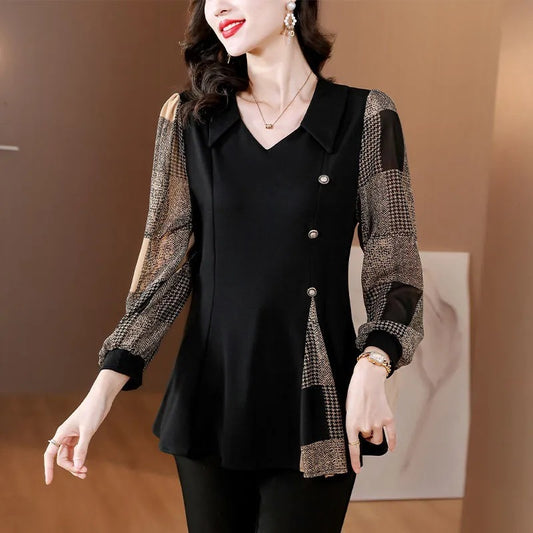 Clothing Autumn Stitching Women's Long-sleeved Base