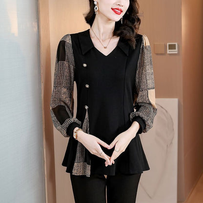 Clothing Autumn Stitching Women's Long-sleeved Base