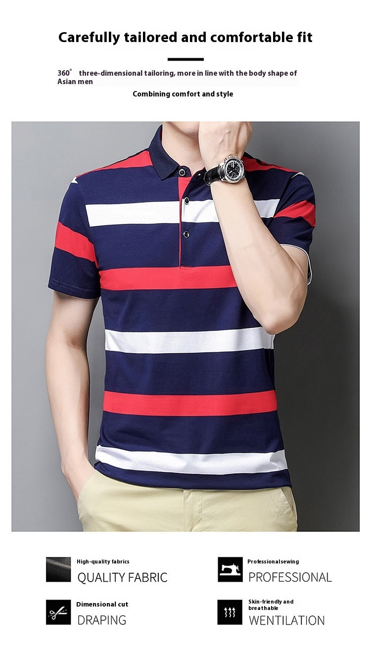 New Men's Clothing Short-sleeved Summer Top T-shirt Solid Color Casual Polo Collar Polo Shirt Casual Half-length Sleeve Versatile Clothes