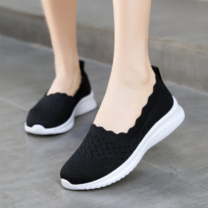 Low-cut Flying Woven Fashion Plus Size Women's Shoes