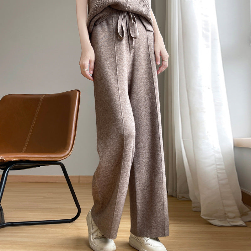 Autumn And Winter New High Waist Loose And Slimming Knitted Trousers