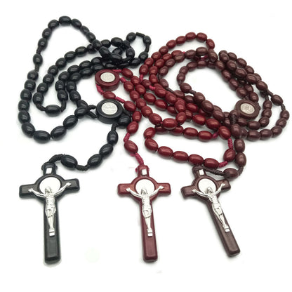 Benedictine Cross Rosary Necklace  Available in 3 Colours