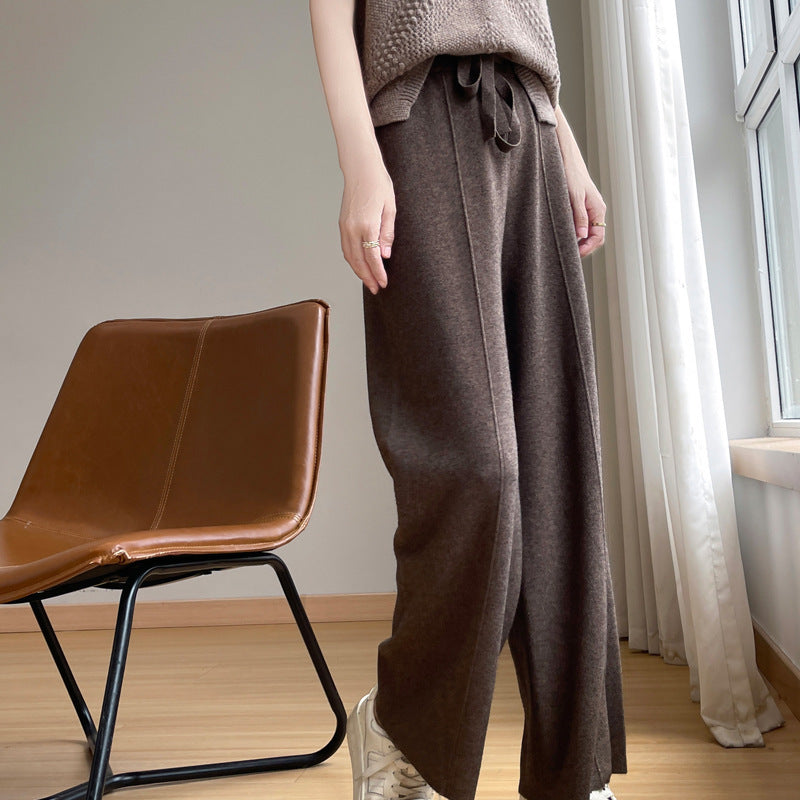 Autumn And Winter New High Waist Loose And Slimming Knitted Trousers