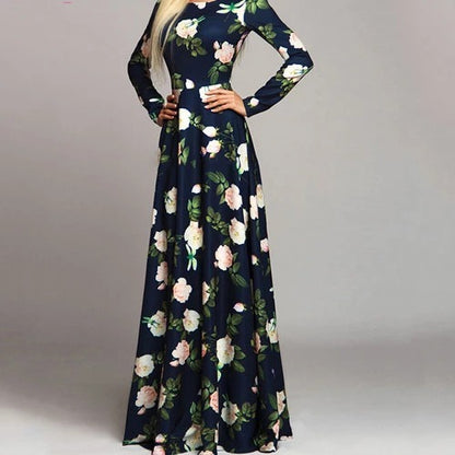 Print slimming vintage evening dress