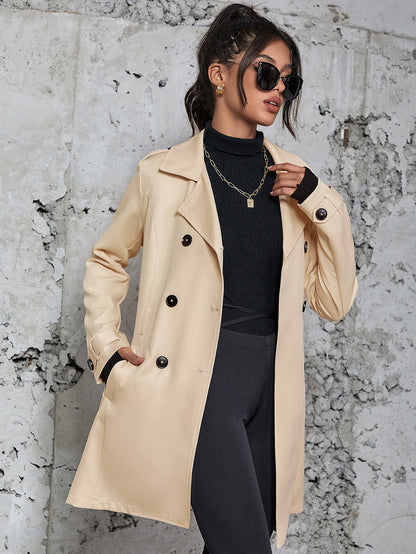 Women's Mid-length Trench Coat British Style Coat