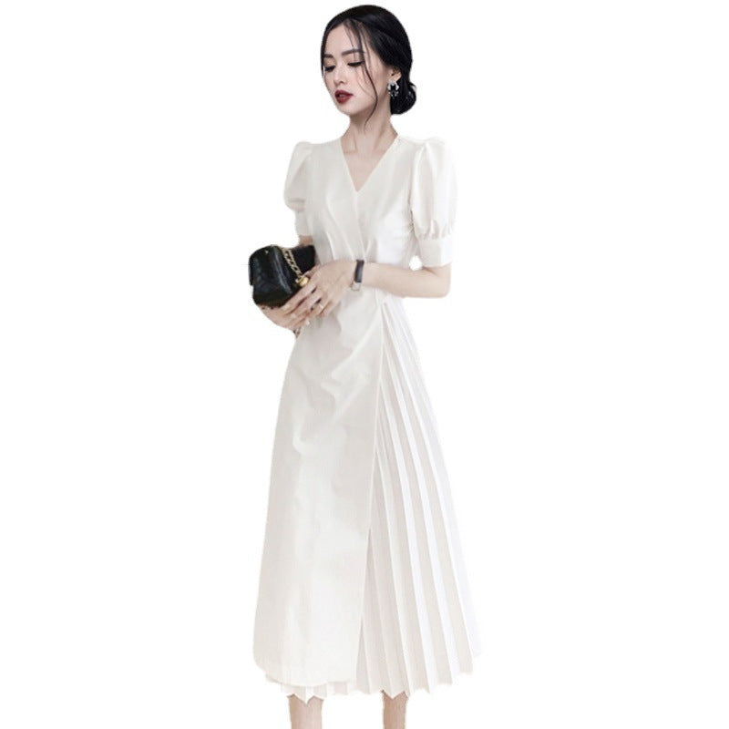 Slim Irregular Lady Temperament Pleated Dress