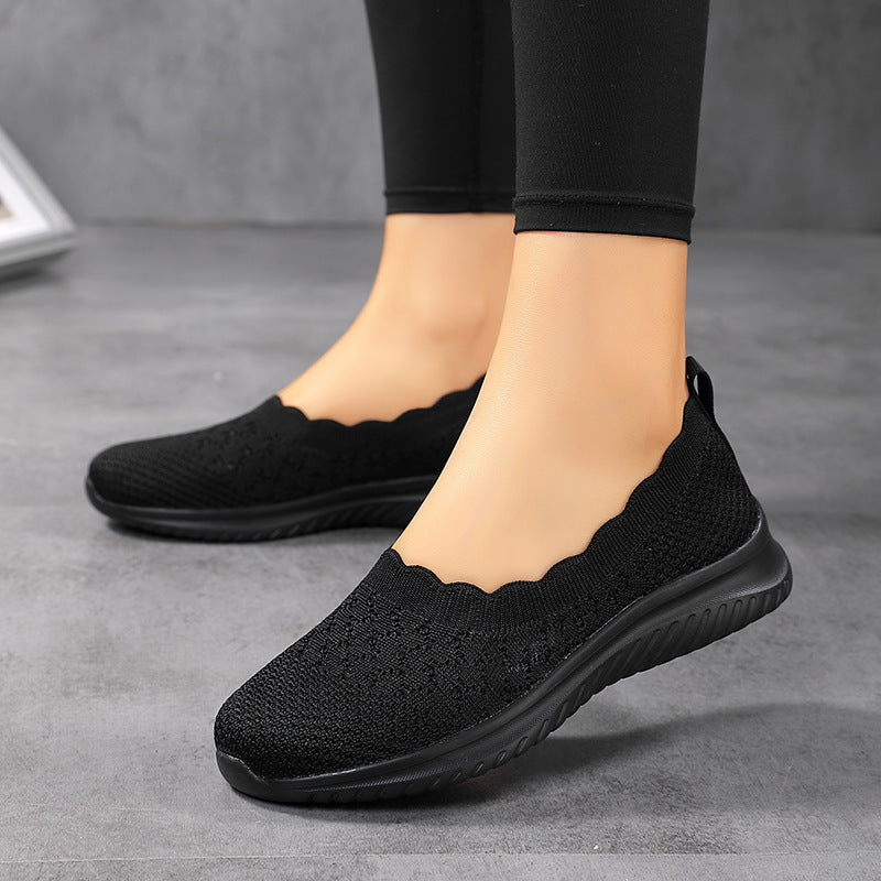 Low-cut Flying Woven Fashion Plus Size Women's Shoes