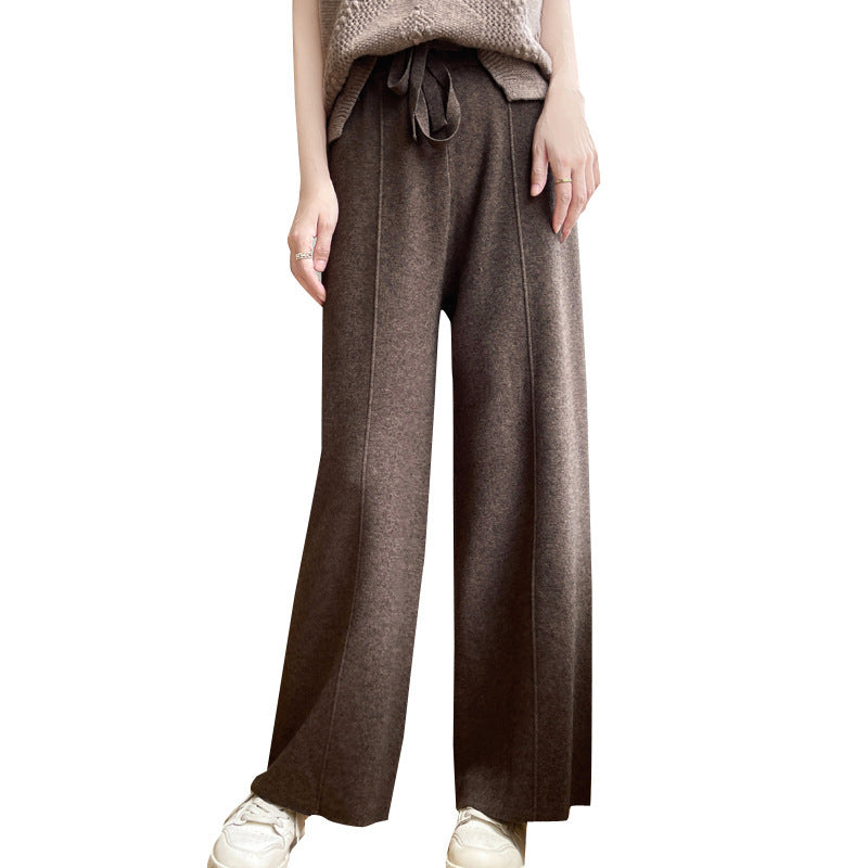 Autumn And Winter New High Waist Loose And Slimming Knitted Trousers