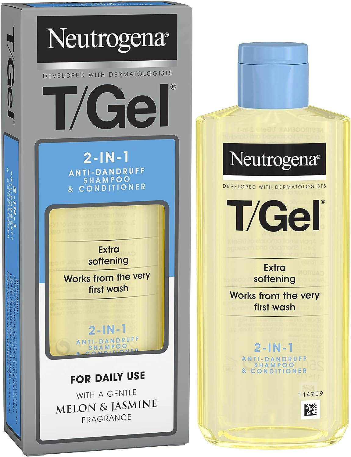 T/Gel 2 in 1 Anti-Dandruff Shampoo and Conditioner (1X 250Ml), Shampoo and Conditioner to Help Fight Dandruff from First Wash, Haircare for Soft and Shiny Healthy-Looking Hair and Scalp