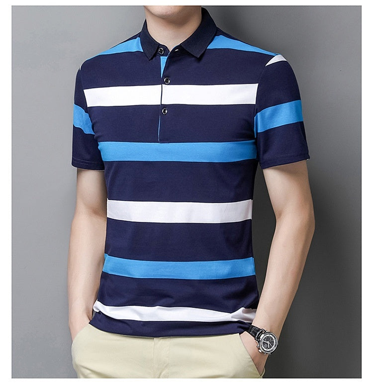 New Men's Clothing Short-sleeved Summer Top T-shirt Solid Color Casual Polo Collar Polo Shirt Casual Half-length Sleeve Versatile Clothes