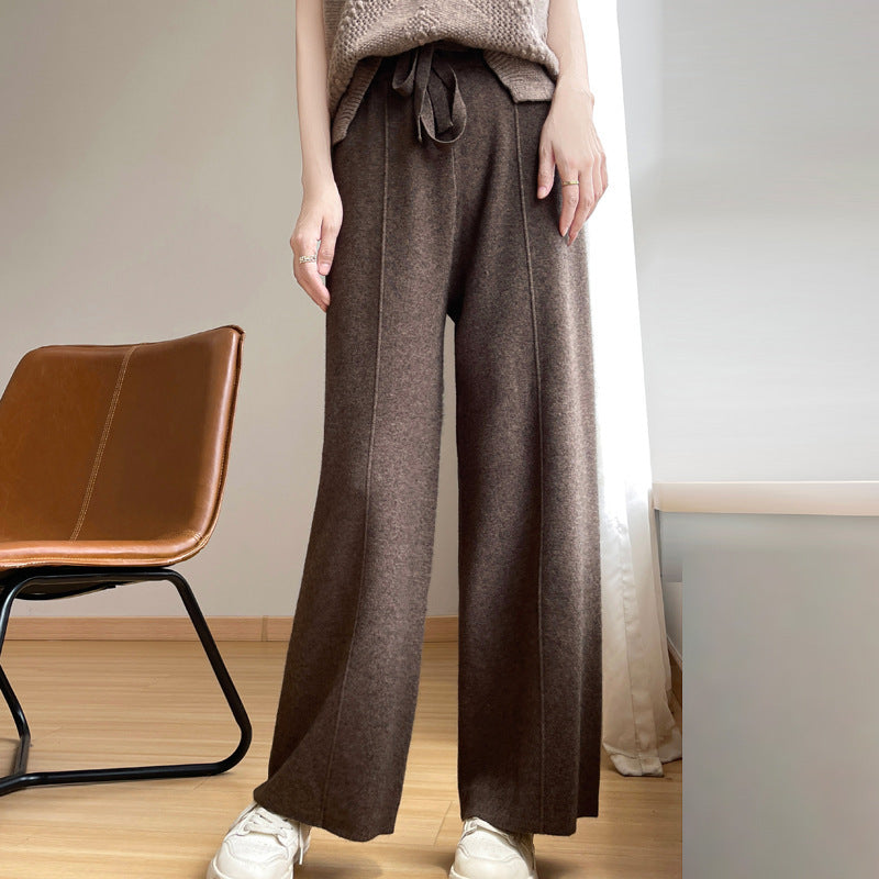 Autumn And Winter New High Waist Loose And Slimming Knitted Trousers