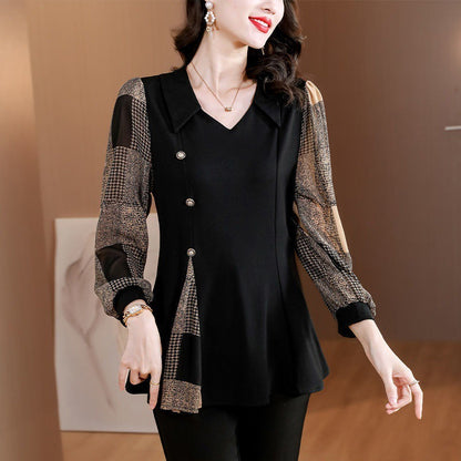 Clothing Autumn Stitching Women's Long-sleeved Base