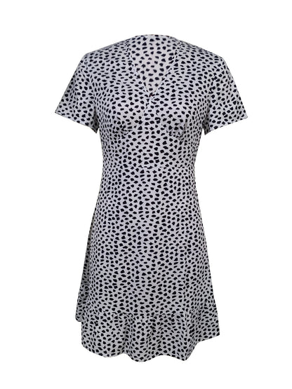 Ladies' V-neck Printed Fashionable A-list Summer Dress