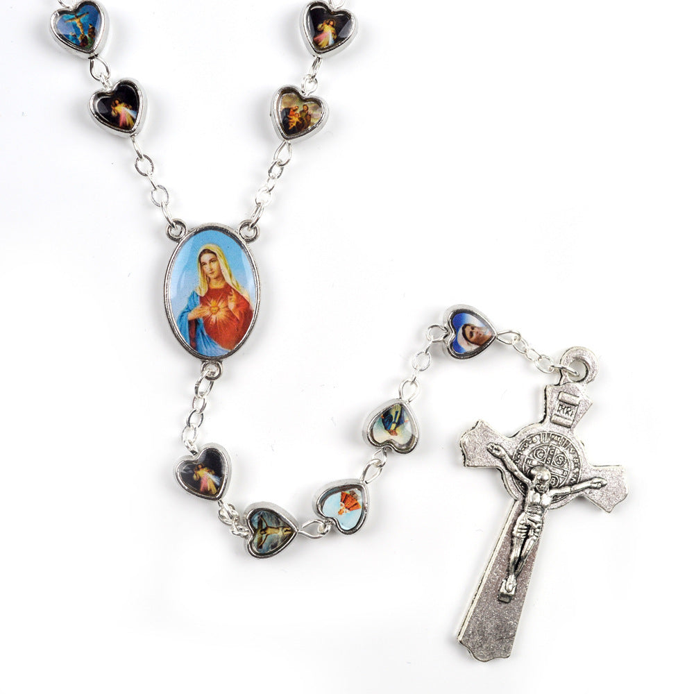 Mixed Religion Sticker Character Alloy Rosary Necklace