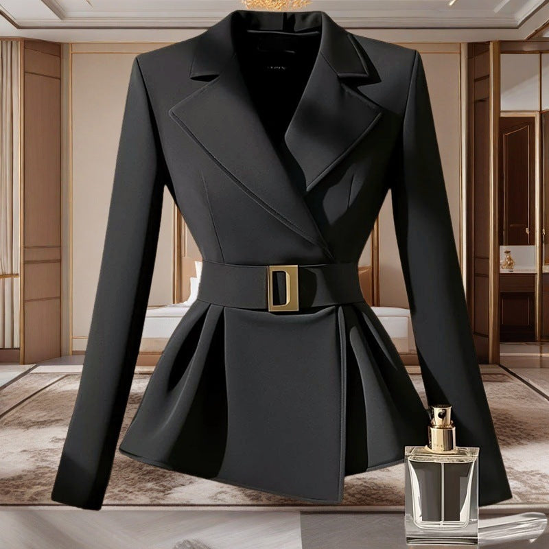 Black Suit Slim-fit Jacket Elegant Socialite Design Sense