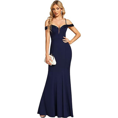 Women's Clothing Off-neck Sling Evening Long Dress