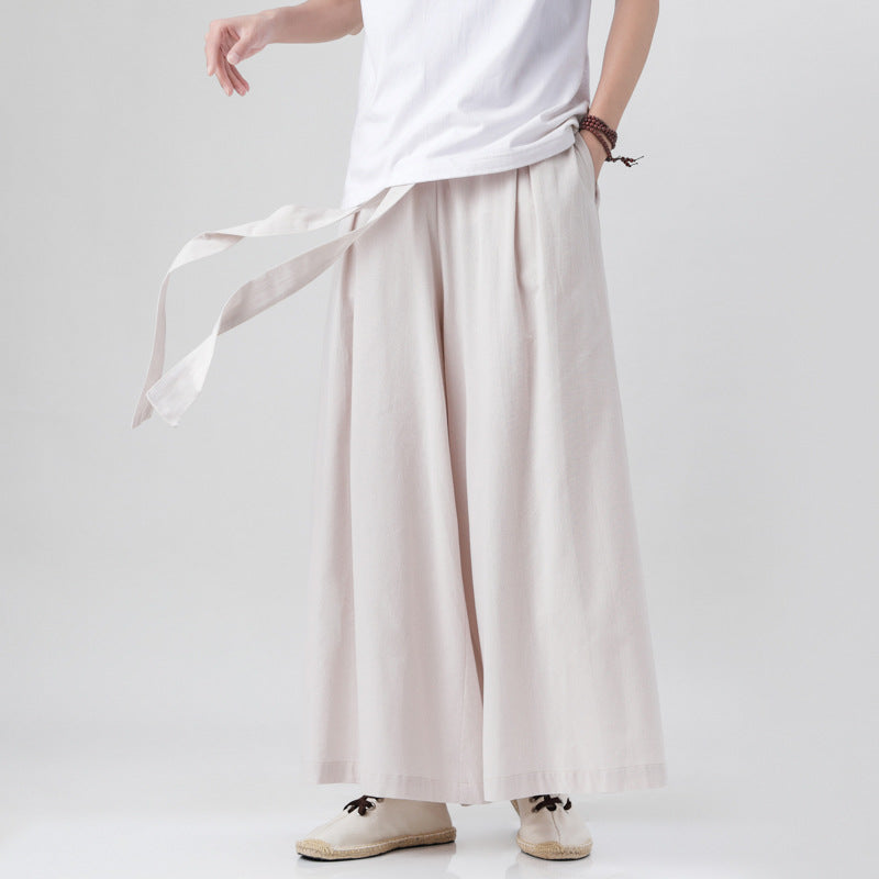 Cotton And Linen Plus Size Loose Trousers Men's Chinese Style