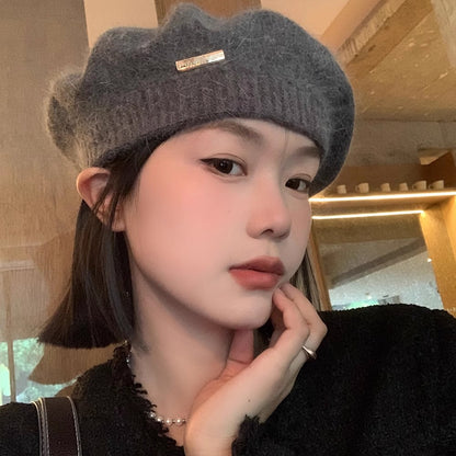 All-matching Knitted Gray Beret Women's Winter Warm