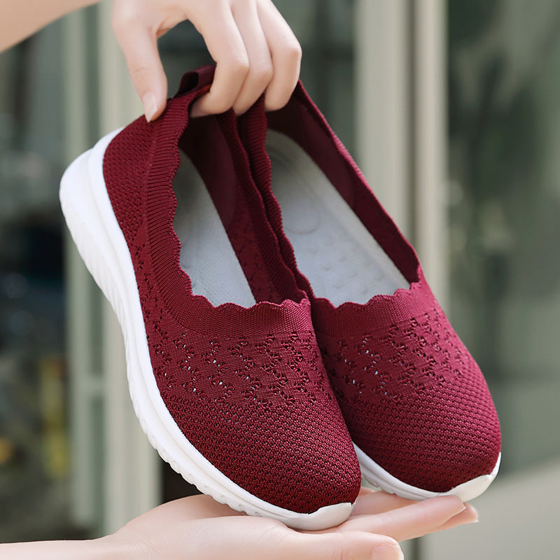 Low-cut Flying Woven Fashion Plus Size Women's Shoes