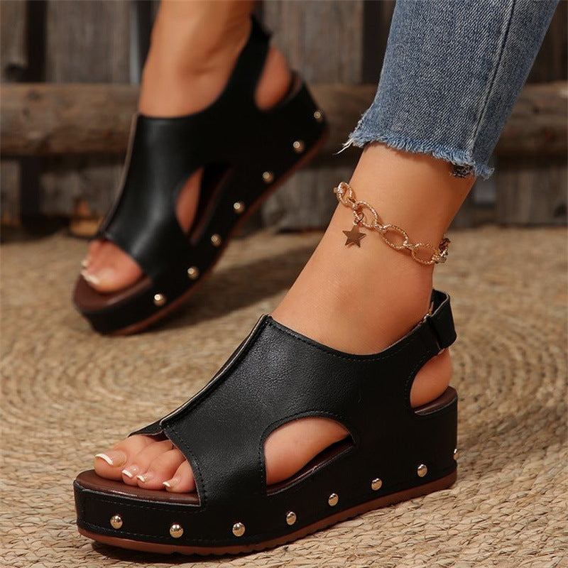 Women's Platform Peep Toe Sandals Plus Size