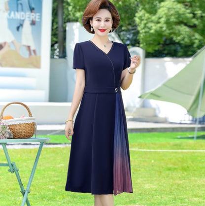 Black Short Sleeved Business Casual Chiffon Dress