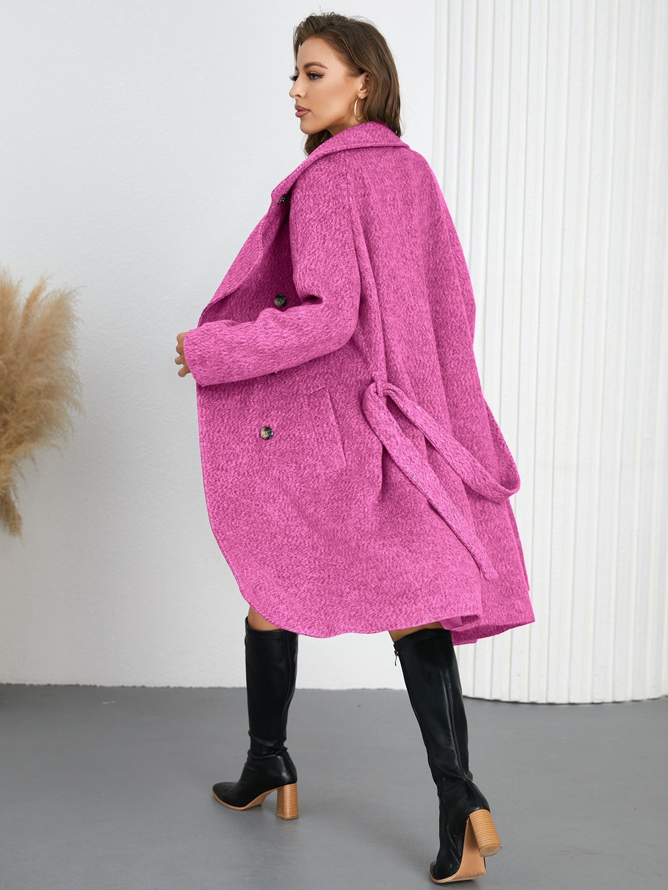 Solid Color Woolen Coat Warm Thickened