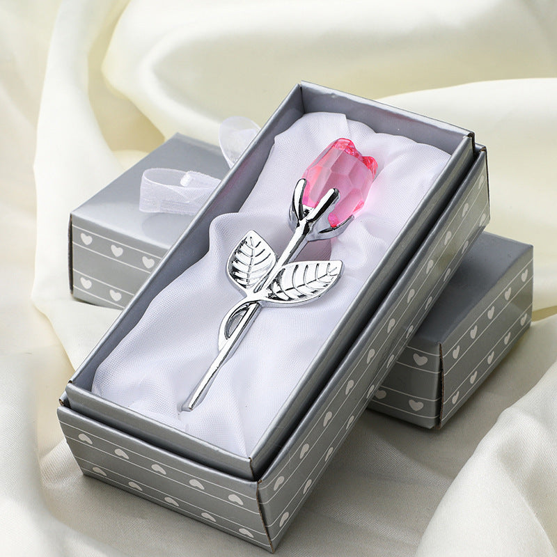 New Valentine's Day Metal Crystal Rose Decorations