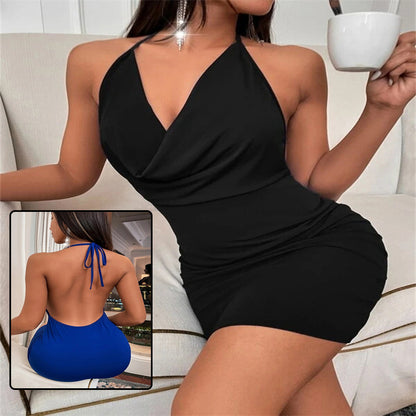 Summer Deep V-neck Dress Temperament Sling Backless Halter Dresses Women's Clothing