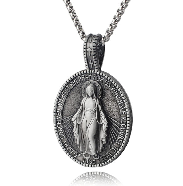 Miraculous Medal/Virgin Mary Pendant made of Stainless Steel Necklace