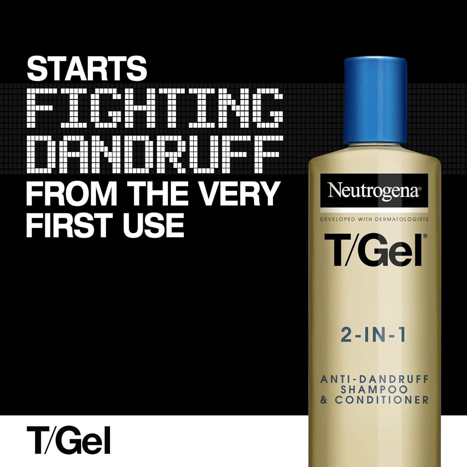 T/Gel 2 in 1 Anti-Dandruff Shampoo and Conditioner (1X 250Ml), Shampoo and Conditioner to Help Fight Dandruff from First Wash, Haircare for Soft and Shiny Healthy-Looking Hair and Scalp