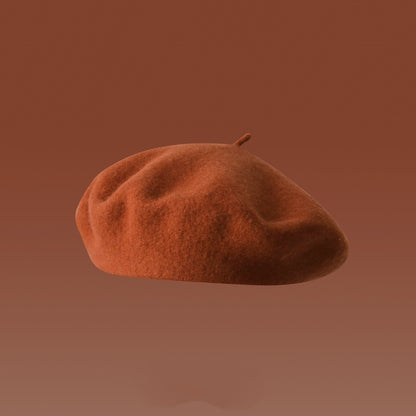 Dirty Orange Wool Beret Girls Autumn And Winter