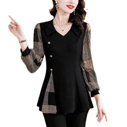 Clothing Autumn Stitching Women's Long-sleeved Base