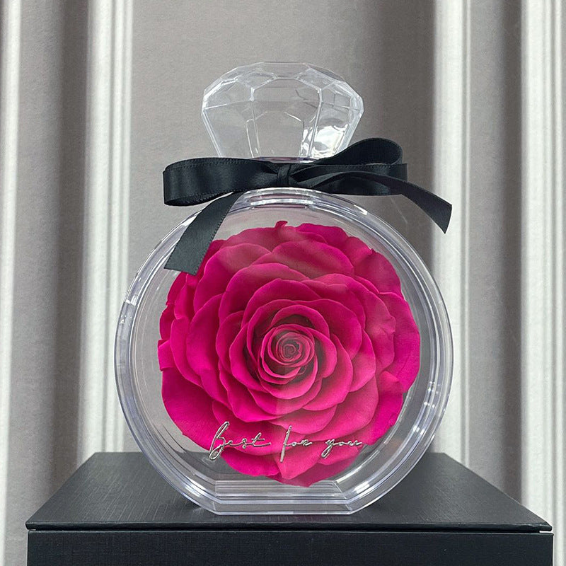 Natural Eternal Flower Ornaments Transparent Cover Dried Rose Gift Box For Christmas New Year Valentine's Day Home Decor