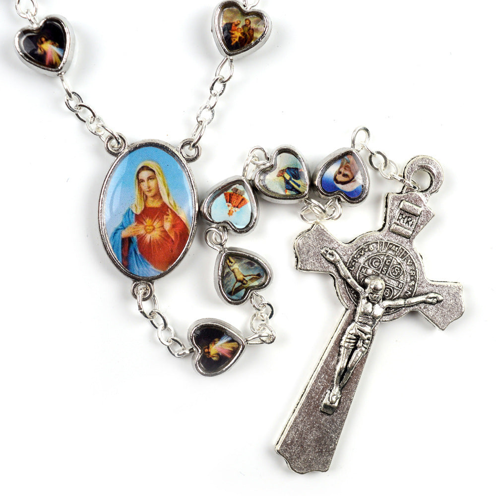 Mixed Religion Sticker Character Alloy Rosary Necklace