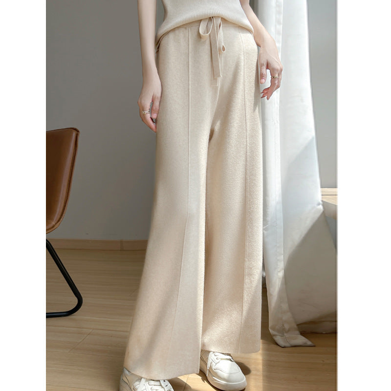 Autumn And Winter New High Waist Loose And Slimming Knitted Trousers