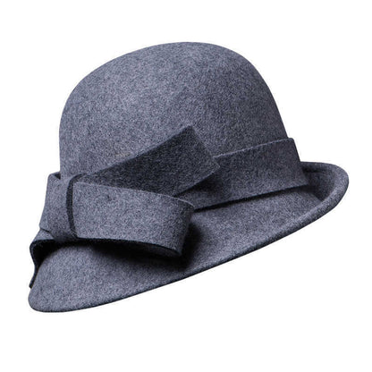 Women's French-style Elegant Retro Woolen Bowler Hat Curling Bow