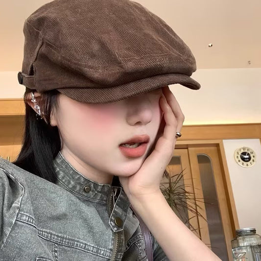 Korean Style All-match Big Head Circumference Newsboy Painter Cap